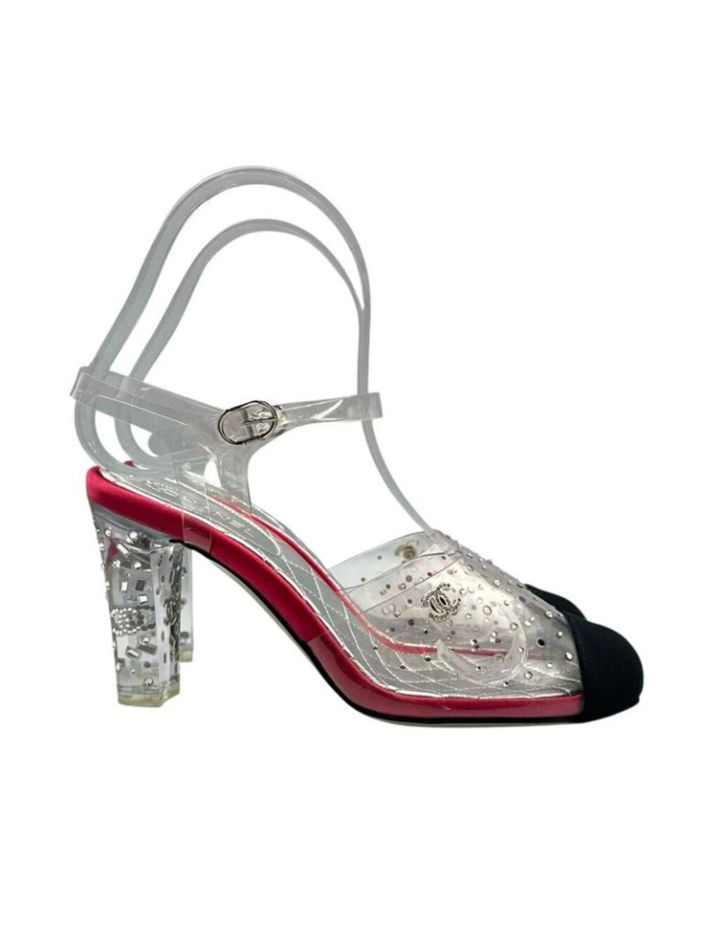 Chanel Sandals Clear Strap Rhinestone CC Logo - Picture 3 of 8